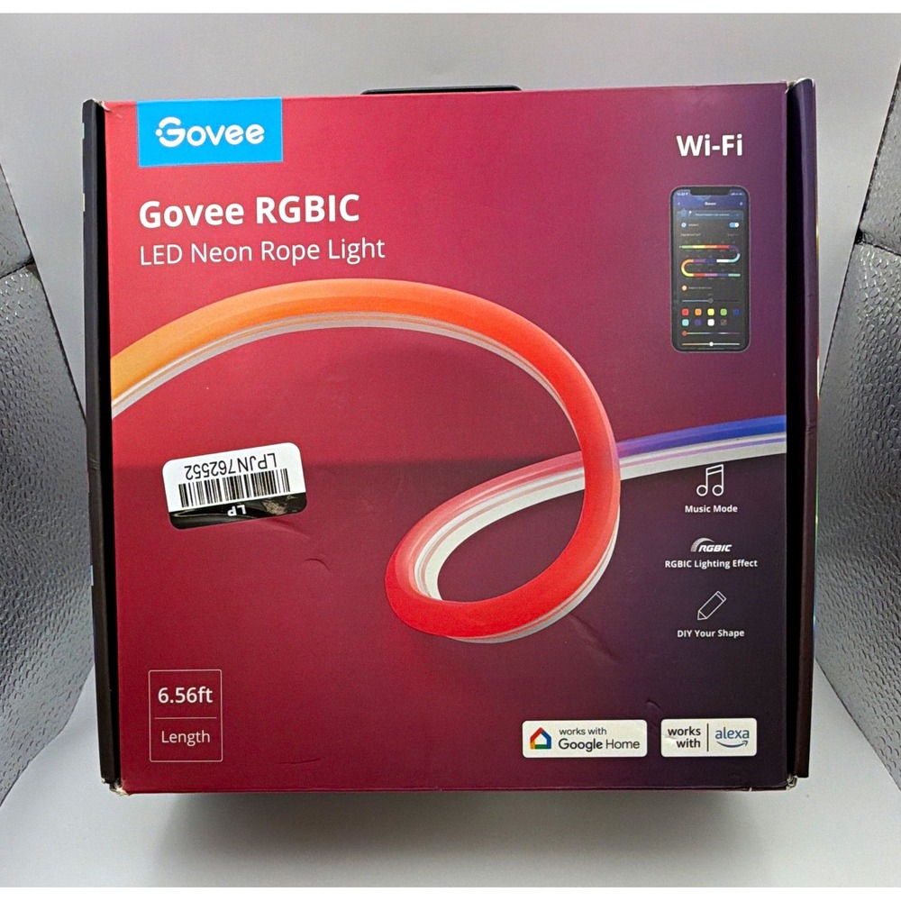 Govee RGBIC LED Neon Rope Light 6.56ft WiFi Smart App Music Sync H61A1 White
